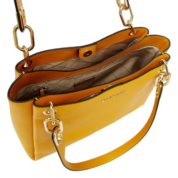 Michael Kors Trisha Large Triple Compartment Shoulder Tote Bag Honeycomb Yellow - Picture 6 of 7